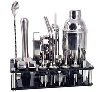 Pesfehhy Kit de Barman 23 PièCes,Mixeur à Cocktail Ensemble de Support en Acrylique à Grain de Glace en Acier Inoxydable pour MéLangéEs Outils de Bar à