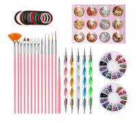 Pesfehhy Kits D'Outils pour Nail Art - Stylo Tampon pour Ongles, Pinceau pour Peinture D'Ongles, Outil de Dotting pour Ongles, Feuille pour Ongles, de Manucure, Strass pour Ongles