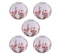 Pesfehhy Lanternes en Papier Japonaises/Chinoises de Fleurs de Cerisier de 12 Pouces (Ensemble de 5, Rouge)