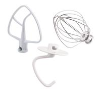 Pesfehhy Le Kit De Mixage pour KSM150 Comprend Un Fouet à Crochet PéTrisseur Et Un Batteur Plat RevêTu, 3 PièCes Compatibles avec Le Kit De RéParation pour Batteurs sur Socle