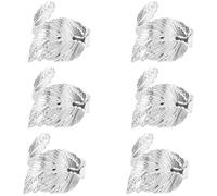 Pesfehhy Lot de 6 Ronds de en Feuille, Ronds de en Feuilles pour Le RéGlage de la Table, Anneaux de Porte-Serviettes en Feuille en MéTal pour la FêTe de Vacances Argent