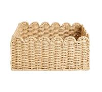 Pesfehhy Panier à Bords Festonnés, Paniers de Rangement en Corde de Papier, Paniers Tissés à la Main pour Étagères, Paniers Naturels pour L'Organisation