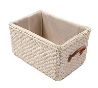 Pesfehhy Panier de Rangement Tissé Manuel Paniers en Osier de Blanchisserie Faits à la Main Divers Organisateur VêTements DéCoration de Conteneur-Blanc