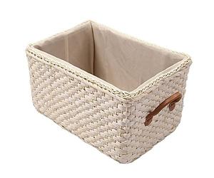 Pesfehhy Panier de Rangement Tissé Manuel Paniers en Osier de Blanchisserie Faits à la Main Divers Organisateur VêTements DéCoration de Conteneur-Blanc