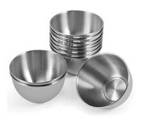 Pesfehhy Paquet de 10 Plats à Sauce en Acier Inoxydable de 3,3 Pouces, Soucoupes Individuelles, Bol Rond, Plats D'Assaisonnement, Bol à Tremper pour Sushi, Argent, Facile à Utiliser 4 X 5 X 8,