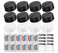 Pesfehhy Paquet de 12 Base de Lampe de Nuit 3D LED Base D'Affichage de la LumièRe LED 16 Couleurs avec TéLéCommande pour Verre Acrylique et RéSine