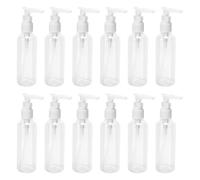 Pesfehhy Paquet de 12 Bouteilles de Voyage Transparentes de 3,4 Oz / 100 Ml Bouteille de Pompe Bouteille de Distributeur de Lotion pour Eau, de Massage, Shampooing