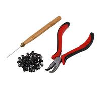 Pesfehhy Pince Outil d'Extension de Cheveux en Metal + Crochet En Bois + 100 Anneaux