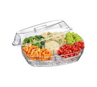 Pesfehhy Plateau de Service de Glace pour Fruits, Plateau de Légumes Réfrigérés avec Couvercle, Bol de Service de Glace Transparent, Plateau D'Apéritif pour Charcuterie, Fruits de Mer