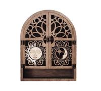 Pesfehhy Présentoir Soleil Lune Présentoir en Cristal 4 Étagères Étagère en Bois Naturel Vitrine Gothique en Cristal de Sorcière pour Salon