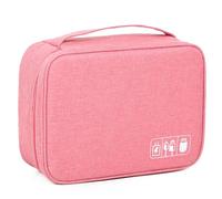 Pesfehhy Sac de Rangement pour Câbles de Données Numériques, Sac de Rangement Portable pour Accessoires Électroniques Multifonctionnels, Rose