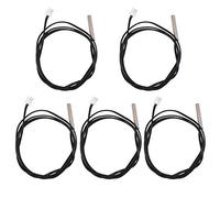 Pesfehhy Sonde de Capteur de TempéRature éTanche 5Pcs 1 MèTre, Sonde de Thermistance en Acier Inoxydable 10K 3950, Câble D'Extension NuméRique, Capteur TempéRature CPU, Noir et Argent