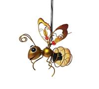 Pesfehhy Statue D'Insecte Solaire en Fer avec Guirlande Lumineuse LED, Ornement D'Extérieur à Suspendre pour Clôture, Cour, Jardin, Décoration A
