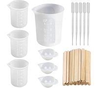 Pesfehhy Tasses à Mesurer en Silicone pour RéSine éPoxy, Tasses à MéLanger RéUtilisables Cruches RéCipient de CouléE de RéSine avec Bâtons de MéLange pour RéSine