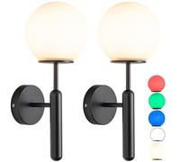 Peskoe Applique murale à piles 2 ensembles, sans prise de courant Applique murale, lampe de chargement à intensité variable avec télécommande, convient pour table de chevet, cage d'escalier, salon(Col