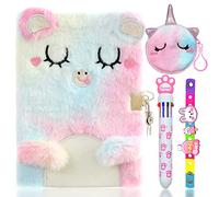 PESLNG Carnet secret pour fille, Agenda secret avec cadenas, journal de voyage scolaire en peluche, carnet privé avec stylo multicolore, Cadeau pour les filles de 3 à 12 ans.