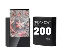PESLNG Pochette carte pokemon, protège cartes de Protection Transparentes, Trading Card Sleeves Protege Carte Vierges pour Jeux Pochette (Noir Transparent（200pc）, 66x91mm)