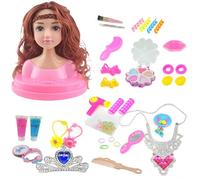 Pesoncarl 1 Ensemble de têtes de poupée pour Coiffure et Maquillage, tête poupée pour Filles, Accessoires Maquillage réalistes colorés pour Filles, Cadeaux d'anniversaire, Noël, Thanksgiving