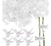 Pesoncarl 100 pièces Pinces à orchidées 1.4 Pinces de Support de Plante en Plastique Transparent en Forme Libellule pour Plantes grimpantes Fournitures Jardinage Remplacement, Jardin