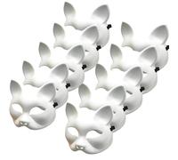 Pesoncarl 10pcs Cat Mask 5x6.7 Masque Halloween vierge, masques en plastique pour peindre, DIY Half Face White Therian, Therrian Gear with Elastic Band for Halloween Cosplay Party, 2025