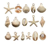 Pesoncarl 16 pièces de perles océan pour Bracelets, breloque de sac à main en or, perles pour la fabrication bijoux
