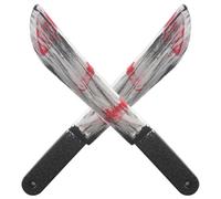 Pesoncarl 2 PCS Halloween Couteau, Accessoires de Couteau à Boucher Sanglant réaliste, 2, 2x15, 7 Pouces en Plastique Jouet décoratif pour fête, Farce, Cosplay, décorations, Halloween 2025