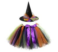 Pesoncarl 2PCS / Set Toddler Witch Costume avec jupe en tulle et chapeau Halloween Witch Costume For Girls Cosplay Party Habit Up, Longueur de la jupe de 13 pouces, Halloween 2025