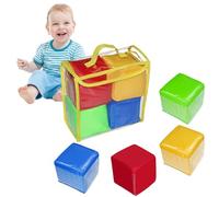 Pesoncarl 4 pcs de Poche, Cubes de Mousse Molle carrés 3, 9 Pouces avec Poche Transparente, Bricolage Gros dés, Jeu pour l'enseignement, Jouets