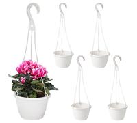 Pesoncarl 5pcs paniers Suspendus en Plastique de Fleur en Plastique Planteurs Suspendus Support de Plante avec Crochet pour Jardin Blanc intérieur Blanc, planteurs Suspendus