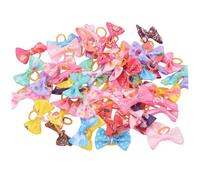 Pesoncarl 80pcs Carons de Chien avec élastiques, Mignons de Poils Chien, Accessoires Cheveux Chiot 1, 6x1 Pouce, Couleur aléatoire, Accessoires