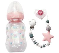 Pesoncarl Accessoires DE Coupon 3PCS PLAST PLAST Babes Doll Accessoires avec Bouteille de Lait, Sucette et chaîne tétine DIY Baby Gift pour Encourager Les compétences en développement, Les Jouets