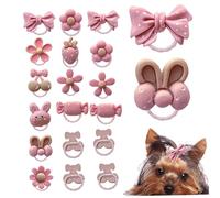 Pesoncarl Accessoires pour Cheveux, 20 nœuds pour Cheveux de Chien avec élastiques, nœuds de Chiot Style mélange Dessin animé Mignon pour Petits Chiens, Accessoires pour Filles