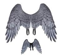 Pesoncarl Aile d'ange pour Enfants Unisexe Taille Libre réaliste Halloween Ange bandoulière élastique Costume Non tissé pour fête Cosplay Gris faveur de fête