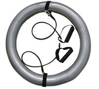 Pesoncarl Anneau de Support de Balle Yoga Gonflable 24 Pouces, Base Balle Yoga en PVC Couleur Grise avec 1 Paire poignées, Accessoires Pilates Anti-Explosion pour l'entraînement à la Maison/à