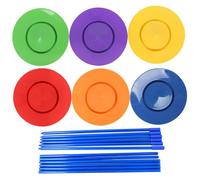 Pesoncarl Assiettes rotatives, 6 pcs Jongleux en Plastique avec des Assiettes, Jouet d'équilibre Amusant pour Les Enfants, intérieur, extérieur, jonglage avec des Ensembles