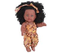 Pesoncarl Baby Baby Dolls, 14 Pouces en Vinyle Doux Afro-américain poupée bébé avec Robe, Petite poupée réaliste impropre aux Cheveux bouclés pour Les Enfants Cadeau d'anniversaire pour Enfants