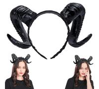Pesoncarl Bandeau de diable cornes, Gothic Black Goat Horns Bandin pour le costume d'Halloween Cosplay Photo accessoires, chapeaux pour adultes