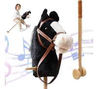 Pesoncarl Bâton de Cheval, Cheval bâton avec Effets sonores réalistes en Peluche 39 Halloween Halloween Horse avec Roues et Poteau en Bois