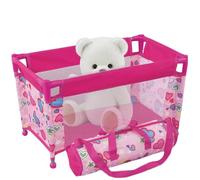 Pesoncarl Berceau de poupée pour poupées de 18 Pouces, lit poupée Pliable en Maille, Parc à Motif cœur, Sac Portable et Jeu avec Sac Transport pour Enfants à partir 3 Ans