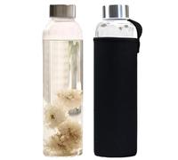 Pesoncarl Bouteille d'eau en Verre Borosilicate 550 ML, réutilisable, sûre, Portable, étanche, avec Couvercle et Manchon pour l'école, la Maison, Le Bureau, Les Voyages et Le Sport