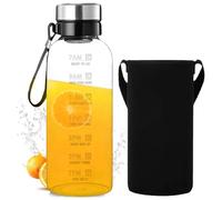 Pesoncarl Bouteille d'eau en verre borosilicate transparent de 2 l avec cordon, manchon, filtre amovible et protection contre les fuites, liquide vaisselle, bouteilles de cantine