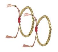 Pesoncarl Bracelet de Perles de cuivre tibétain pour Femmes Bracelet à Perles avec Une Corde chanceuse pour Les Femmes Cadeaux 2pcs, Bracelets