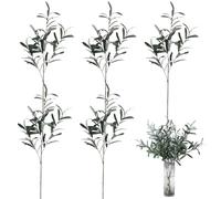 Pesoncarl Branches d'olivier pour vases, 5pcs Fausses Branches d'olivier 30 '' Branches d'olivier artificielles sans Olives 4 Branches de la Verdure réaliste Style2, Plantes artificielles