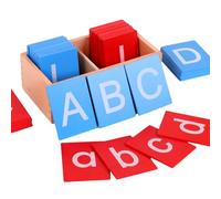 Pesoncarl Cartes Flash Alphabet, Lettres de Papier de Verre en Bas et Capital, Lettres éducatives Montessori, Cartes Flash ABC en Bois avec boîtes pour Enfants