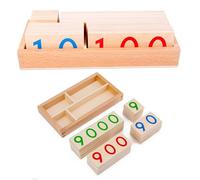 Pesoncarl Cartes numériques 1-9000 Cartes numériques en Bois avec Box Small Blocks Toys Educational Counting Toys for Kids Basic Math Games Preschool Learning.