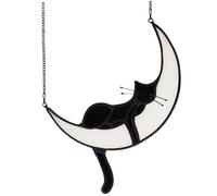 Pesoncarl Cat Butfly de vitrail sur des Cadeaux de Lune, Artisanal de Chat Noir Lune Noire Chat vitrail de vitrail Suspendu Les Cadeaux de Chat