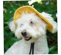 Pesoncarl Chapeau de soleils de Chien, Chapeau de Godet de Chien réglable avec Trous d'oreille, Protection du soleils Chapeau de Plage de Chien avec Bord Rond, Jaune, Chapeau de Cowboy pour Chien