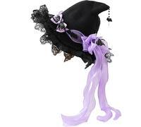 Pesoncarl Chapeau de sorcière pour femme, chapeau de sorcière gothique Lolita avec ruban à nœud pour adulte, accessoire cosplay, costume d'Halloween, violet