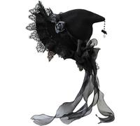 Pesoncarl Chapeau de sorcière pour femme, chapeau de sorcière gothique Lolita avec ruban à nœud pour adulte, accessoire cosplay, costume d'Halloween