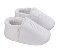 Pesoncarl Chaussures de bébé Blanches en Coton Doux et Respirant, Chaussures de baptême pour bébé garçon et Fille, Taille 2